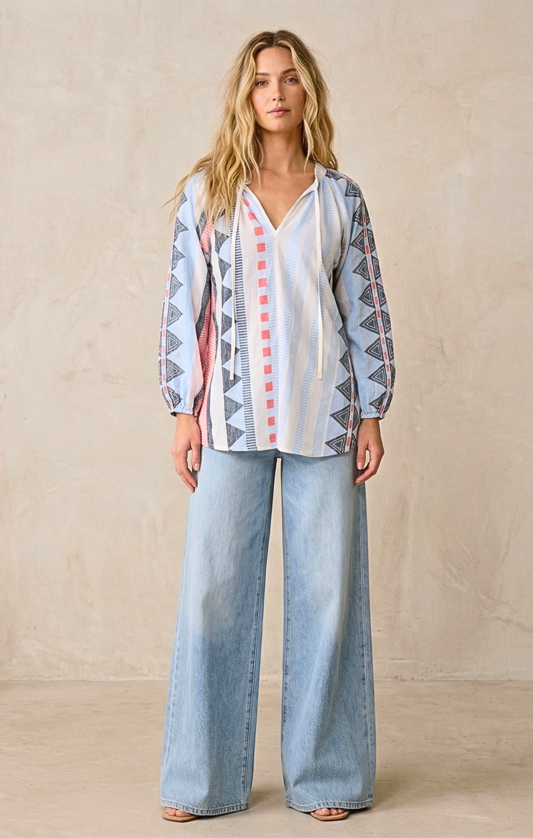 CLAIRE BOHO-CHIC JACQUARD TUNIC TOP