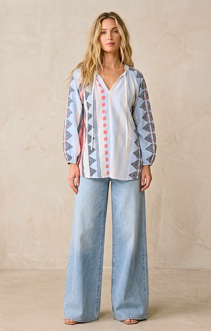 CLAIRE BOHO-CHIC JACQUARD TUNIC TOP