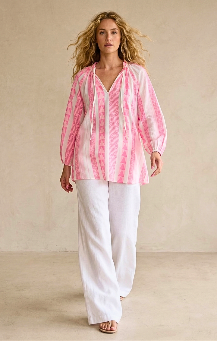 CLAIRE BOHO-CHIC JACQUARD TUNIC TOP