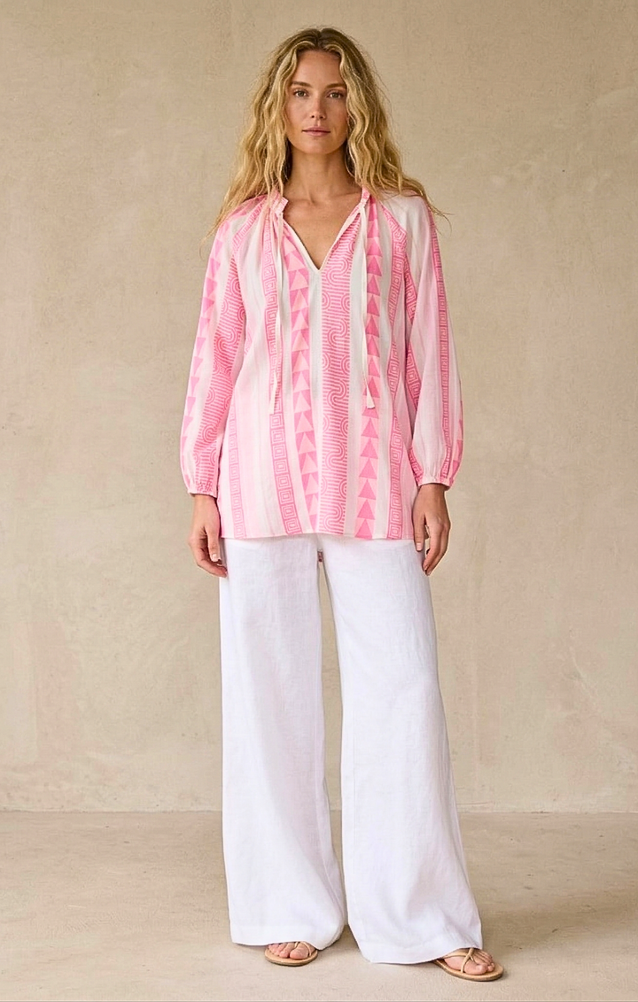 CLAIRE BOHO-CHIC JACQUARD TUNIC TOP