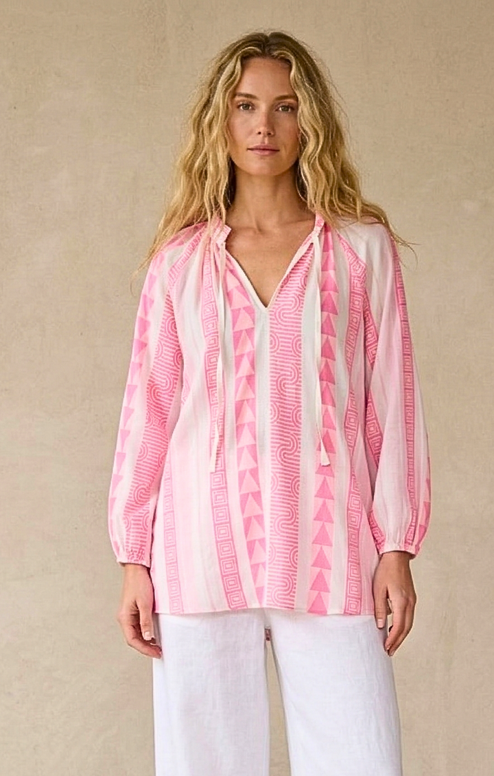 CLAIRE BOHO-CHIC JACQUARD TUNIC TOP