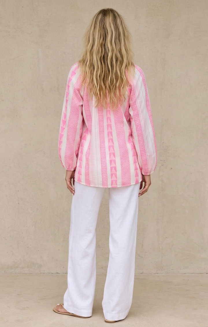 CLAIRE BOHO-CHIC JACQUARD TUNIC TOP