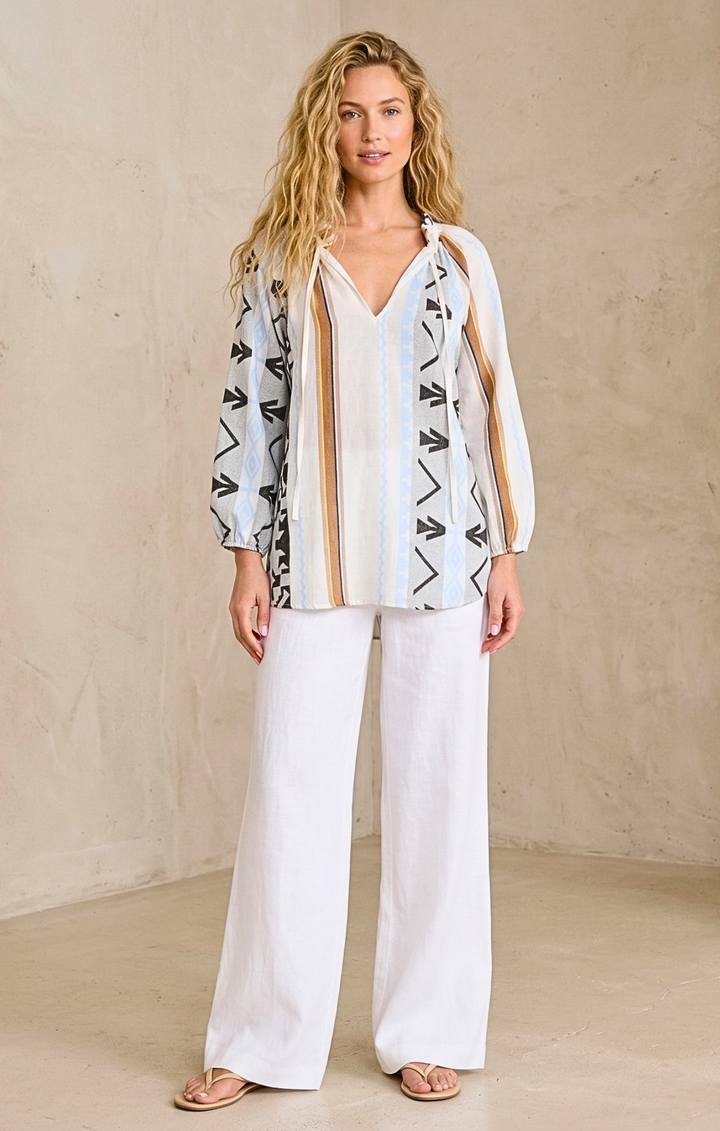 CLAIRE BOHO-CHIC JACQUARD TUNIC TOP