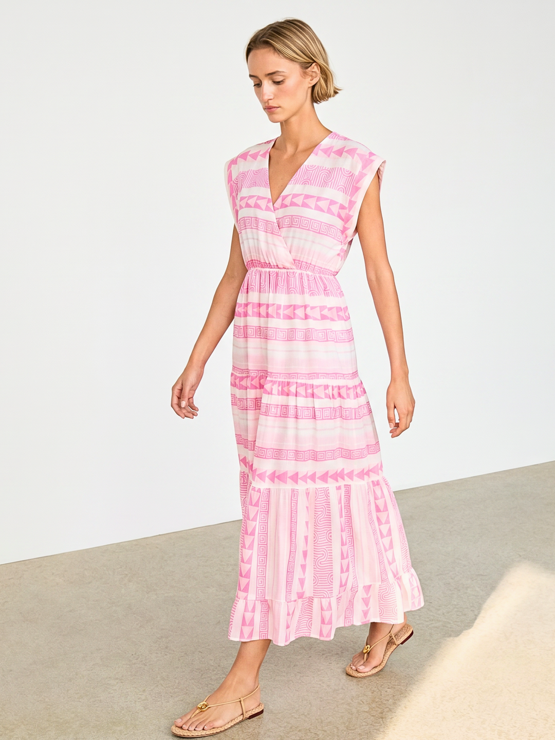 Clau  Wrap-Front Tiered Maxi Dress