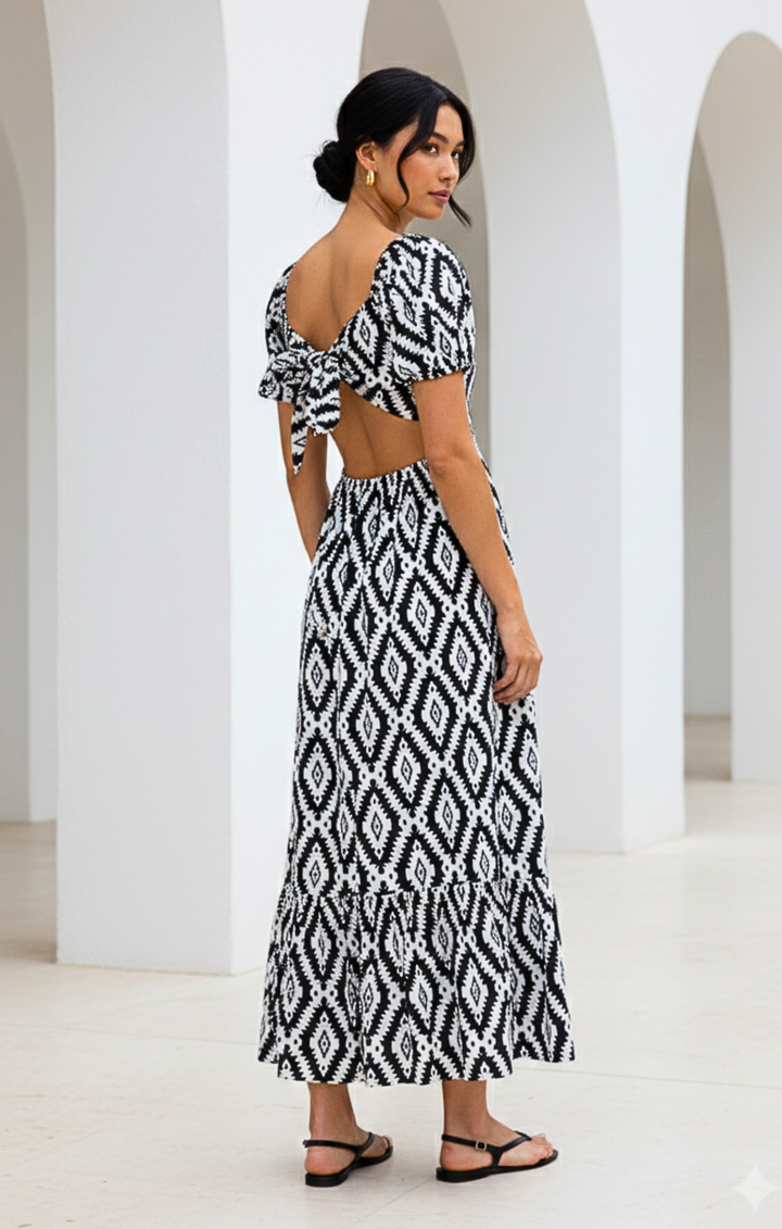 Dallas  Tie-Back Midi Dress