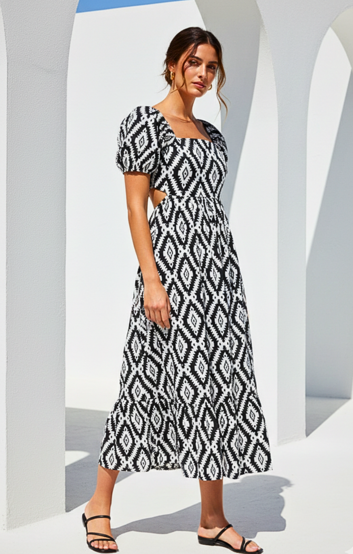 Dallas  Tie-Back Midi Dress