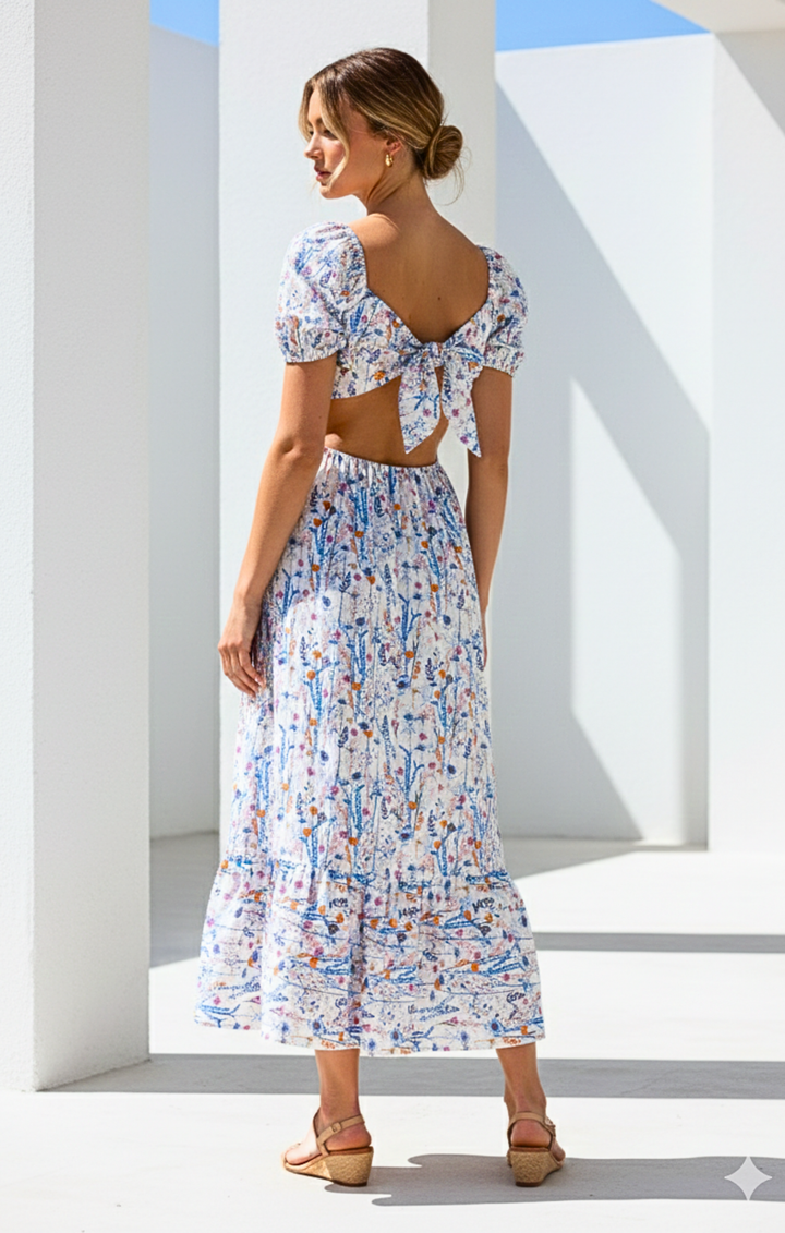 Dallas  Tie-Back Midi Dress