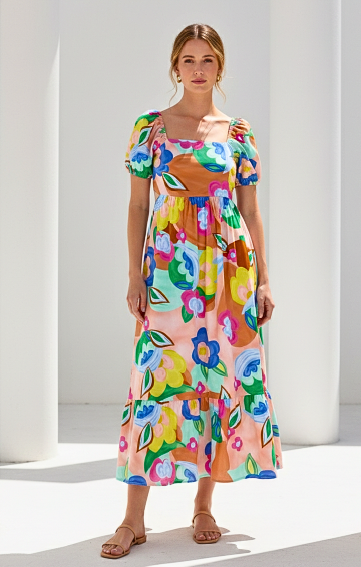 Dallas  Tie-Back Midi Dress