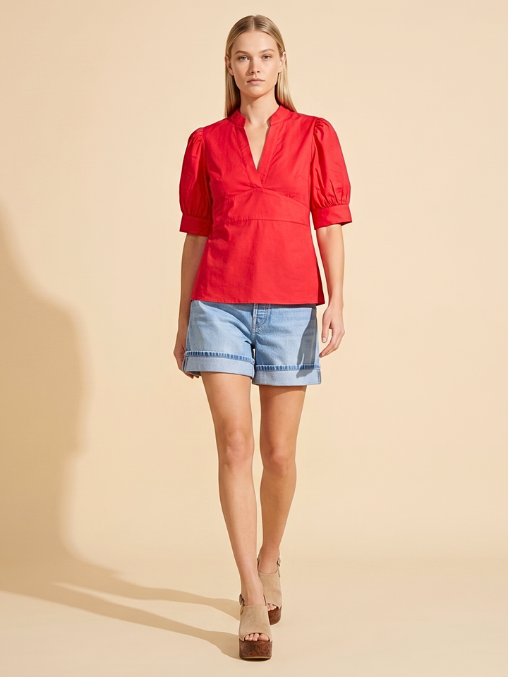 Darnya The Essential Puff-Sleeve V-Neck Blouse