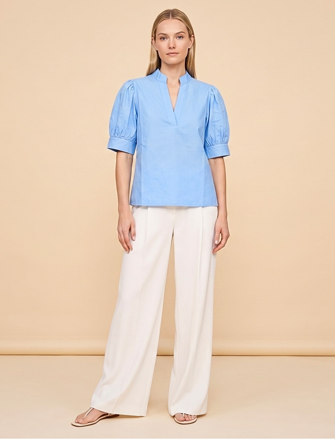 Darnya The Essential Puff-Sleeve V-Neck Blouse