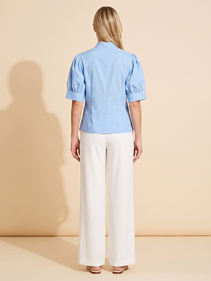 Darnya The Essential Puff-Sleeve V-Neck Blouse