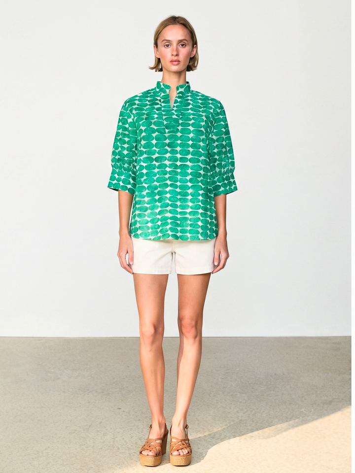 Darnya The Essential Puff-Sleeve V-Neck Blouse