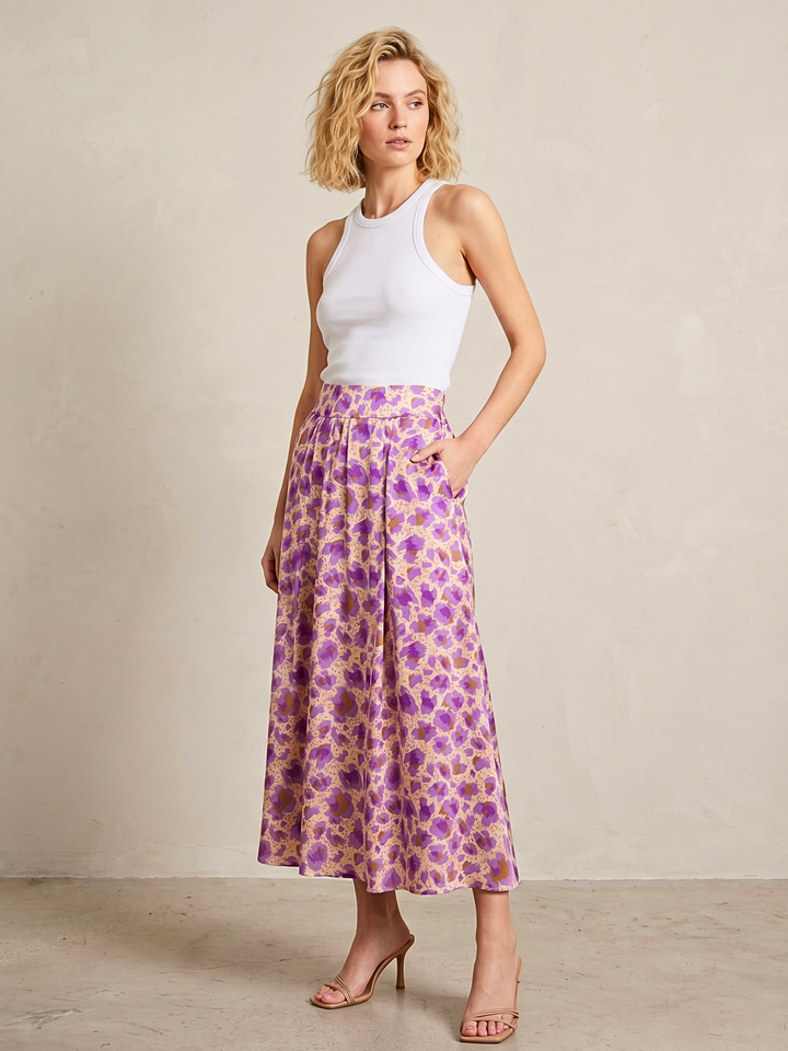 DIAZ  MIDI SATIN SKIRT