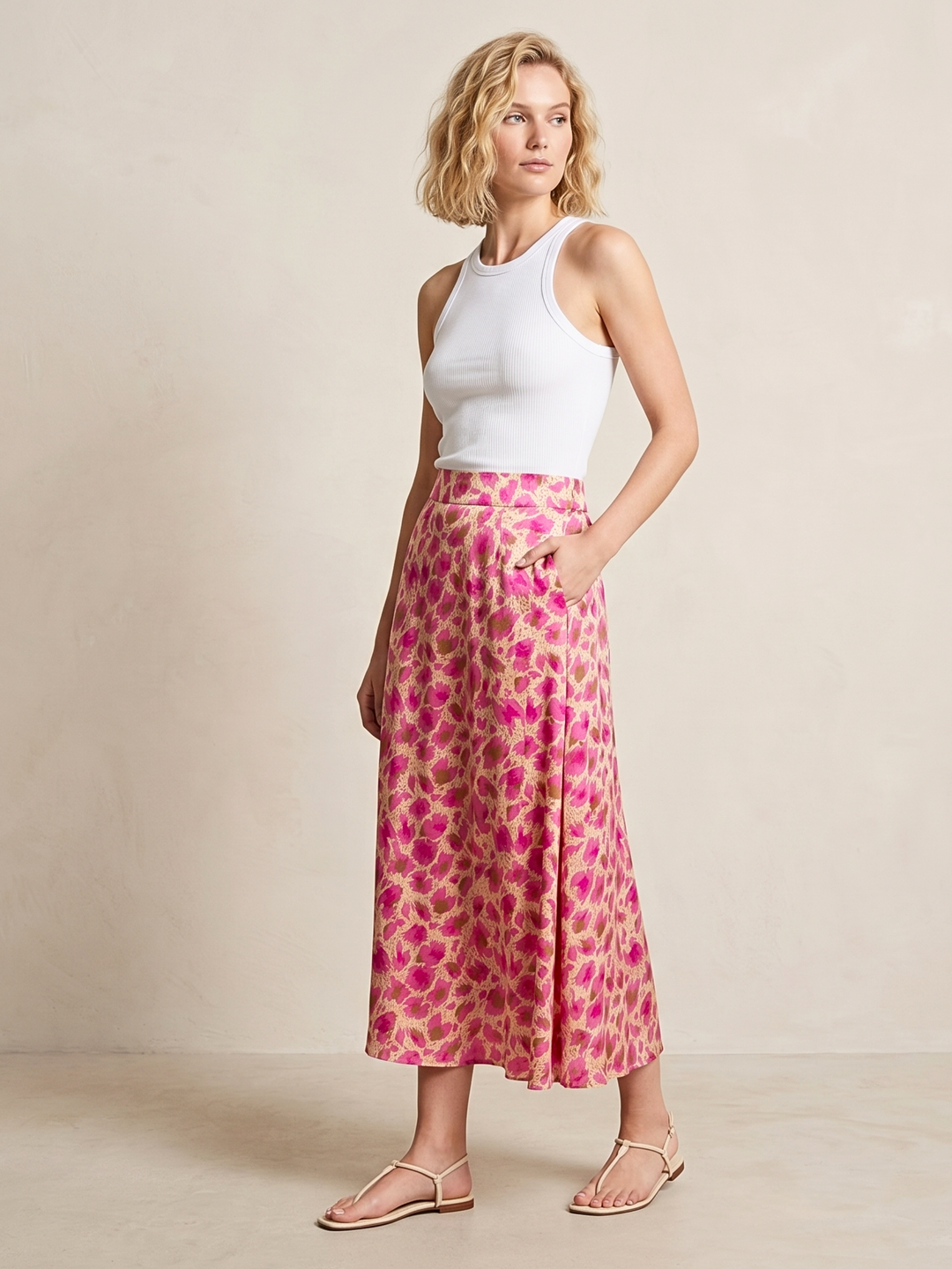 DIAZ  MIDI SATIN SKIRT