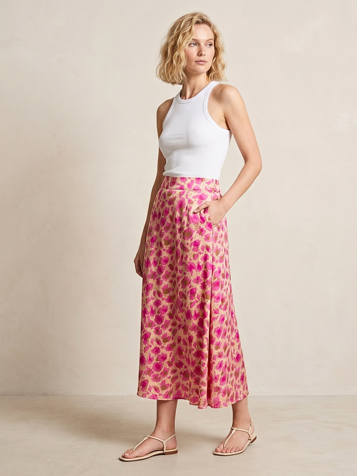 DIAZ  MIDI SATIN SKIRT