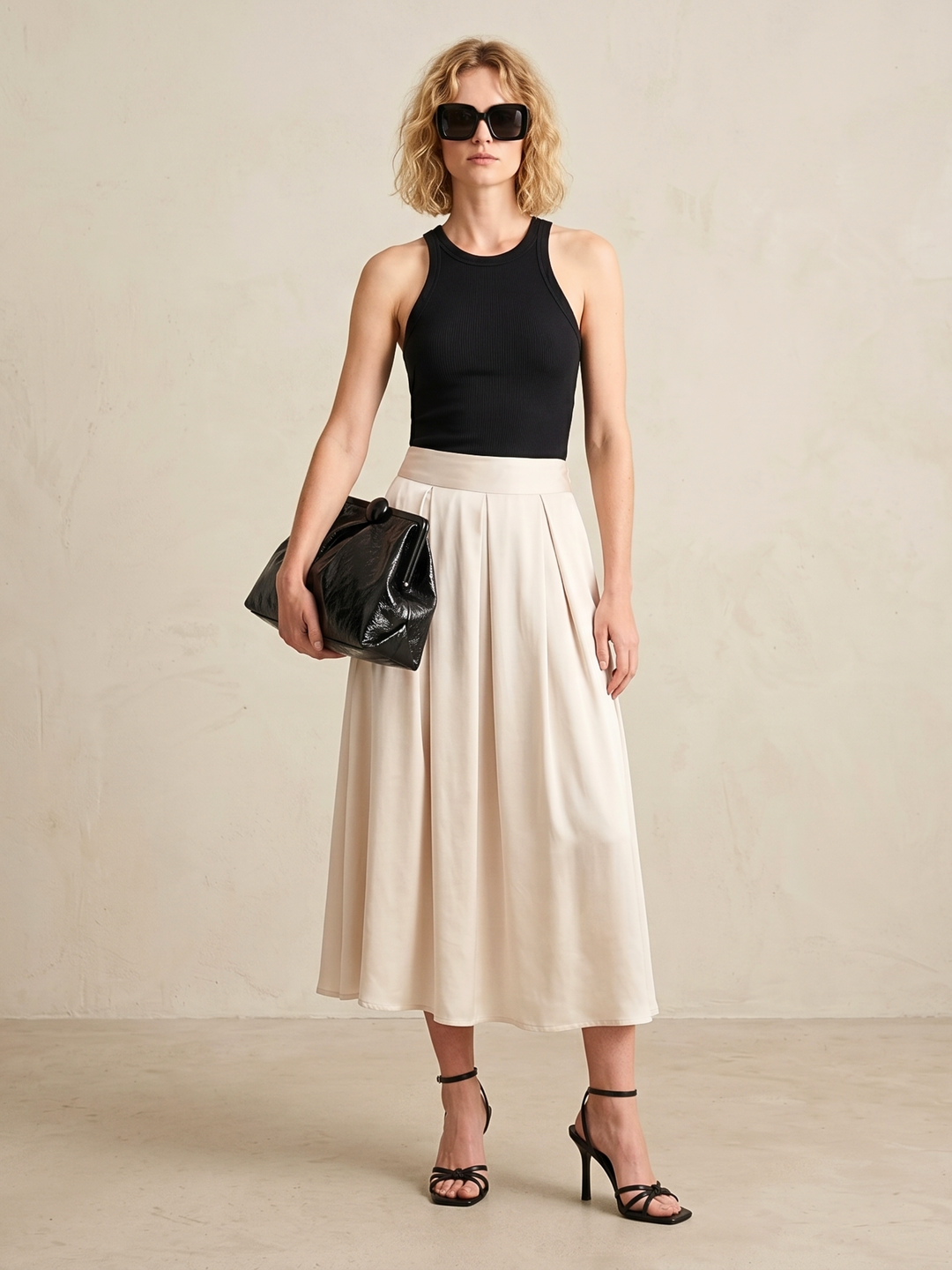 DIAZ  MIDI SATIN SKIRT