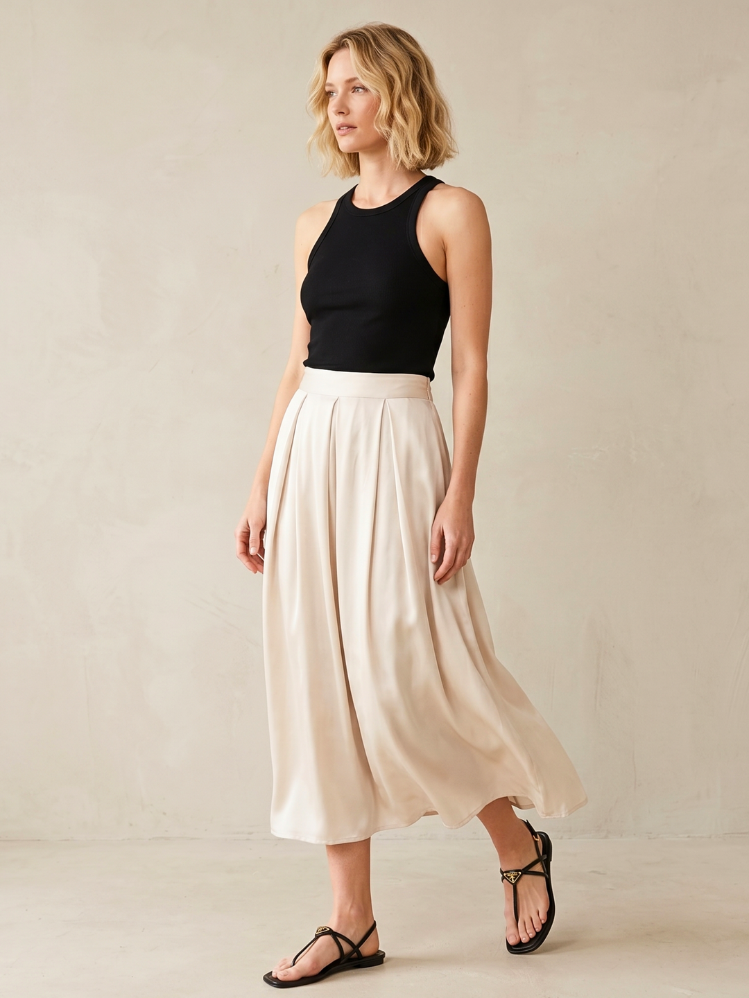 DIAZ  MIDI SATIN SKIRT
