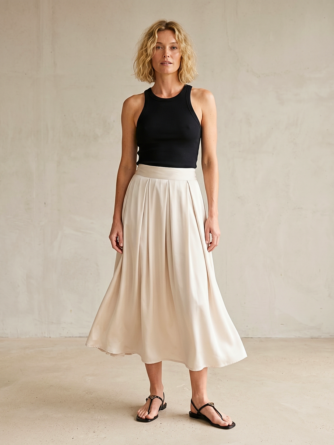 DIAZ  MIDI SATIN SKIRT