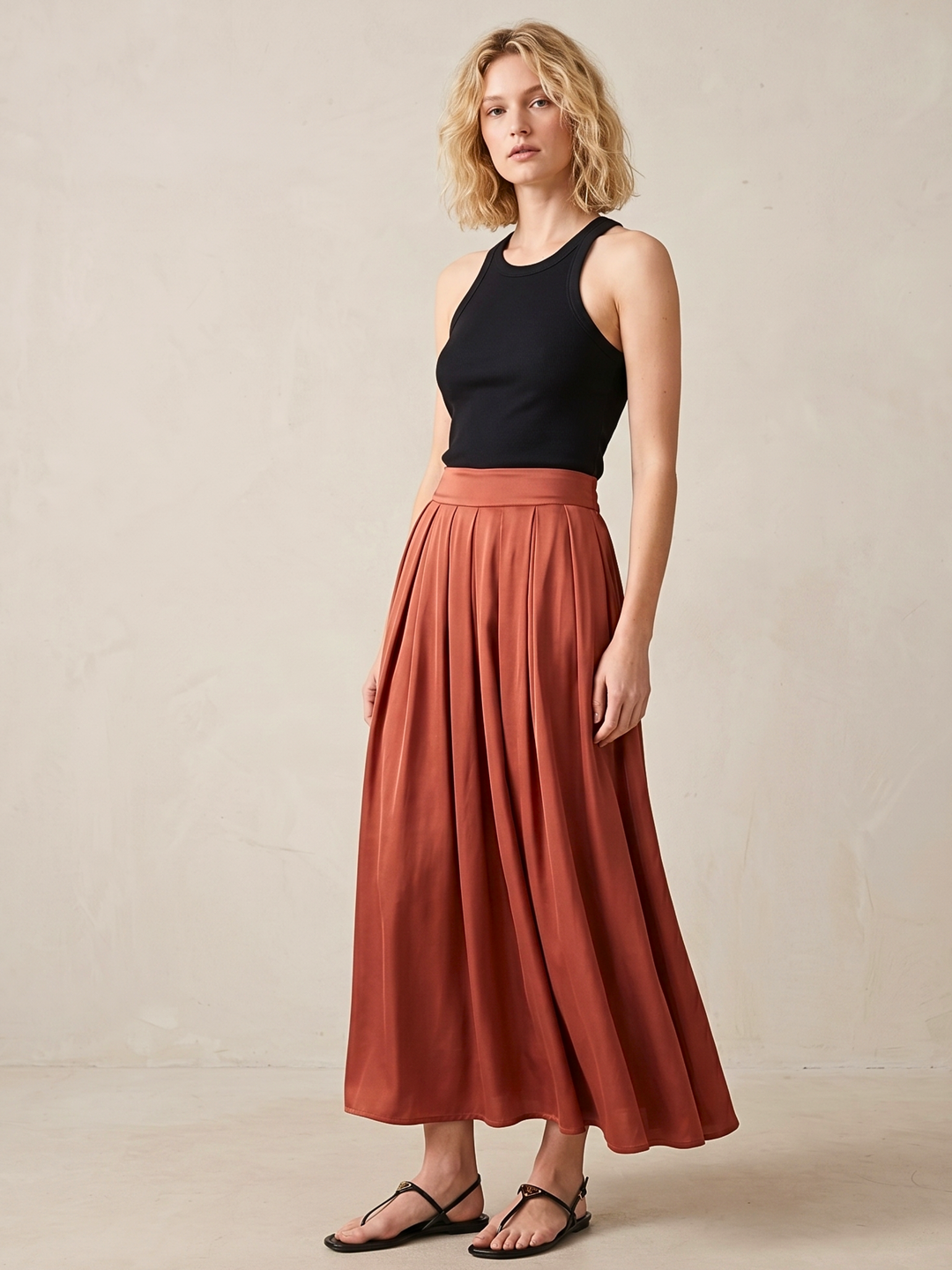 DIAZ  MIDI SATIN SKIRT