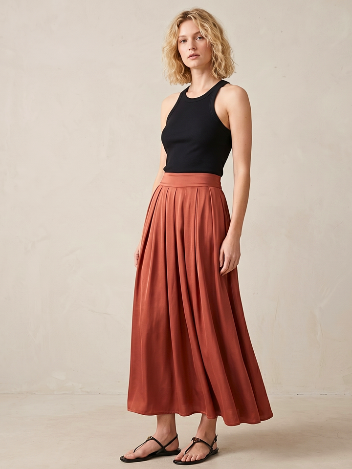 DIAZ  MIDI SATIN SKIRT