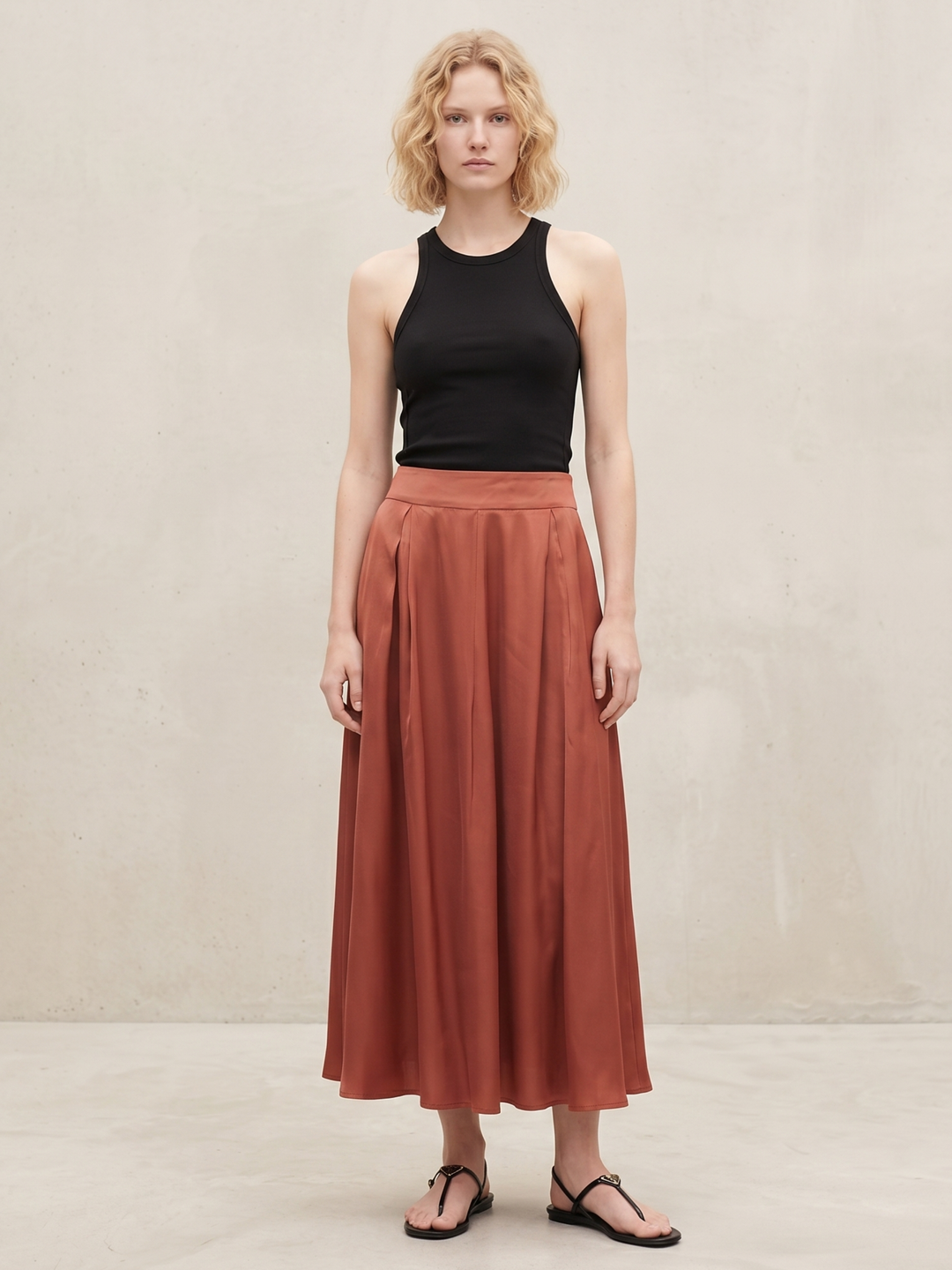 DIAZ  MIDI SATIN SKIRT