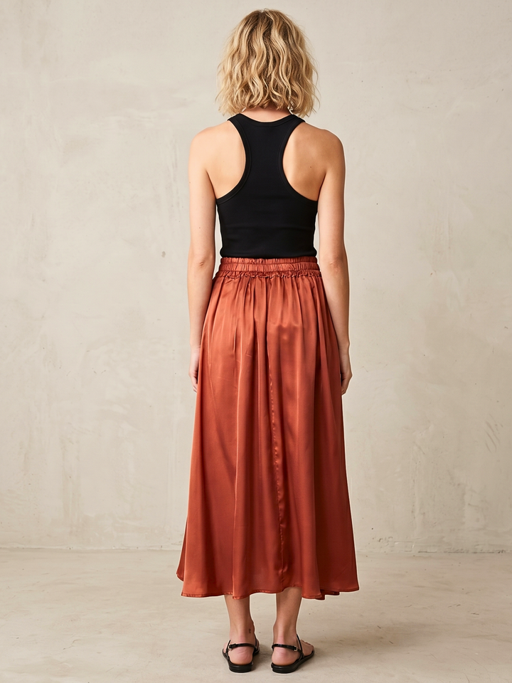 DIAZ  MIDI SATIN SKIRT
