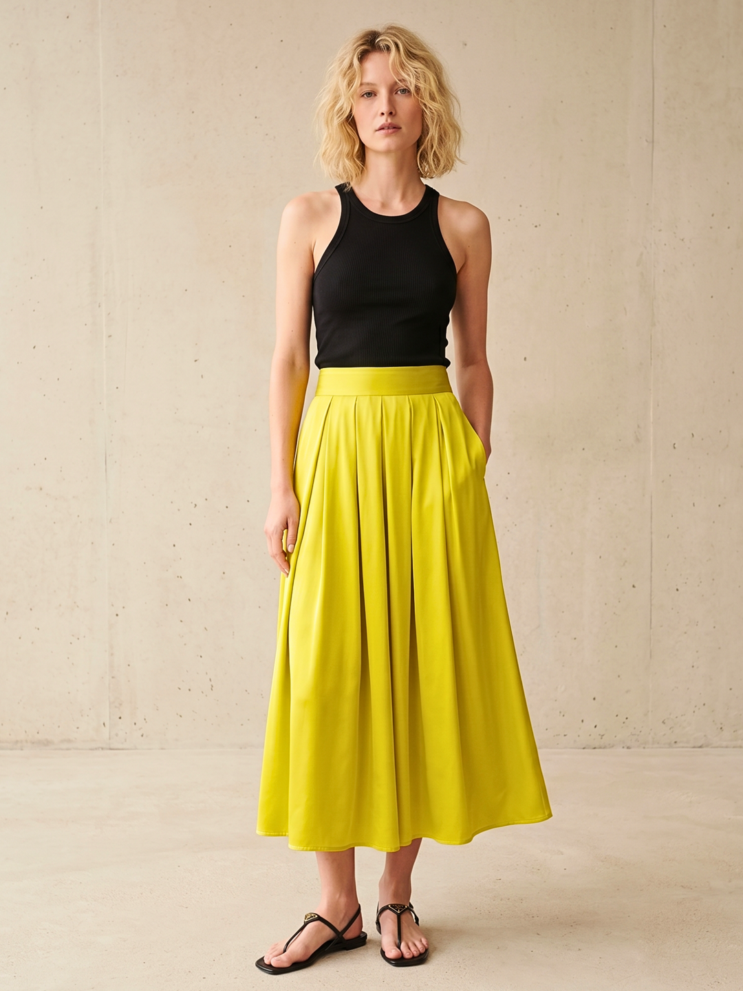 DIAZ  MIDI SATIN SKIRT