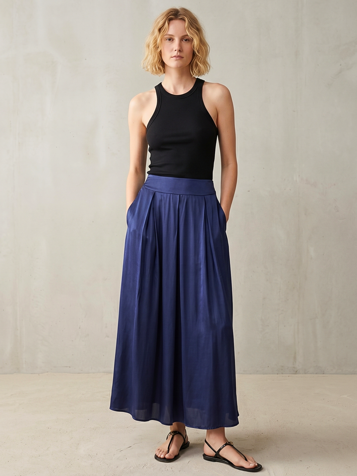 DIAZ  MIDI SATIN SKIRT