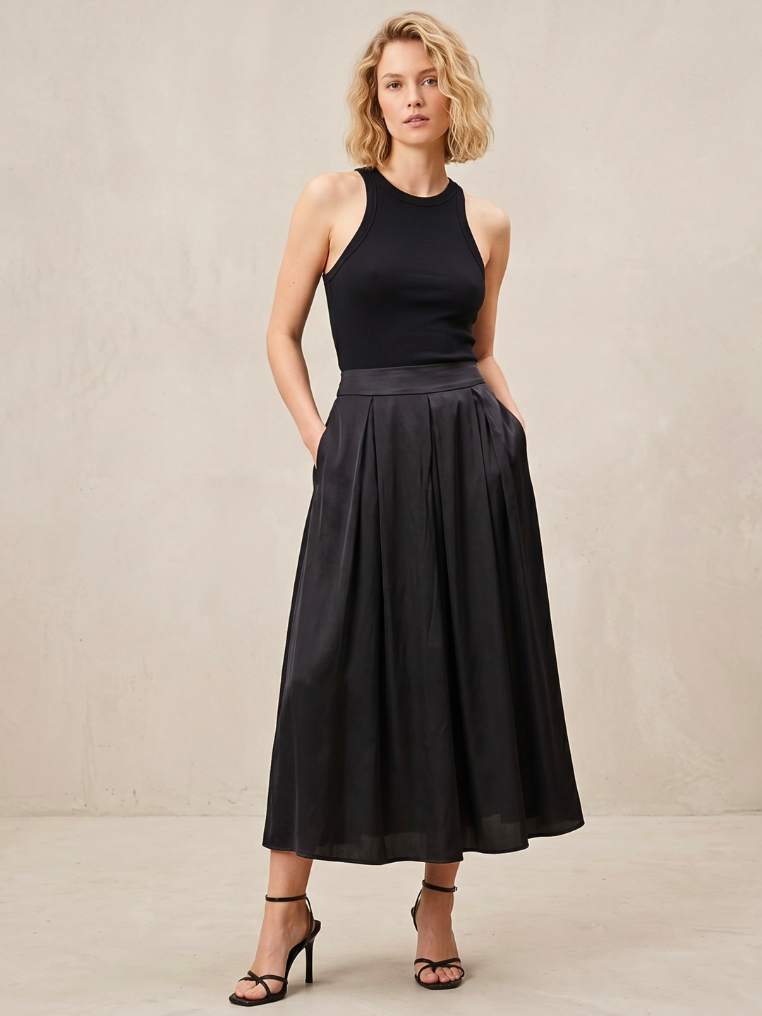 DIAZ  MIDI SATIN SKIRT