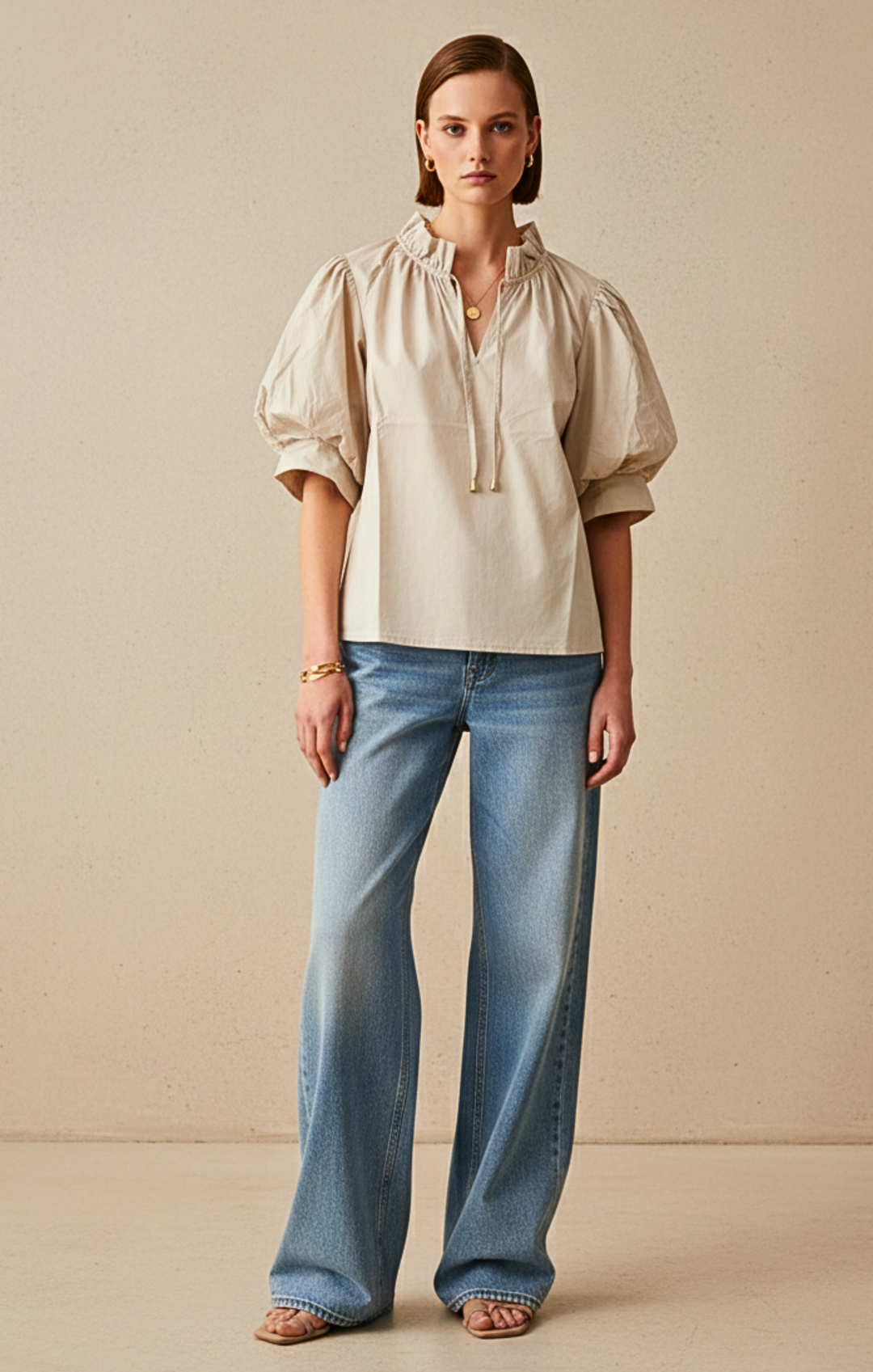Elaine Bohemian Puff-Sleeve Blouse