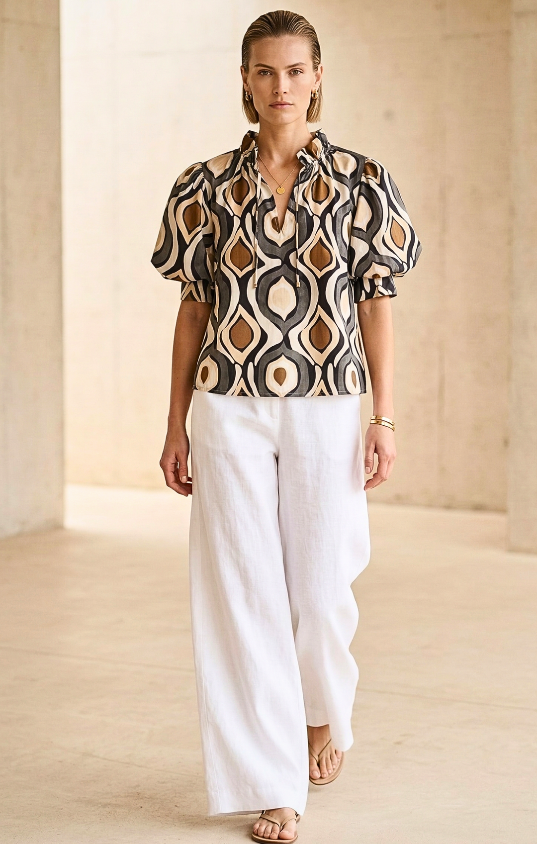 Elaine Bohemian Puff-Sleeve Blouse