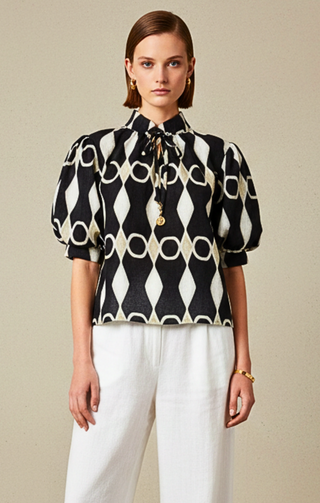 Elaine Bohemian Puff-Sleeve Blouse