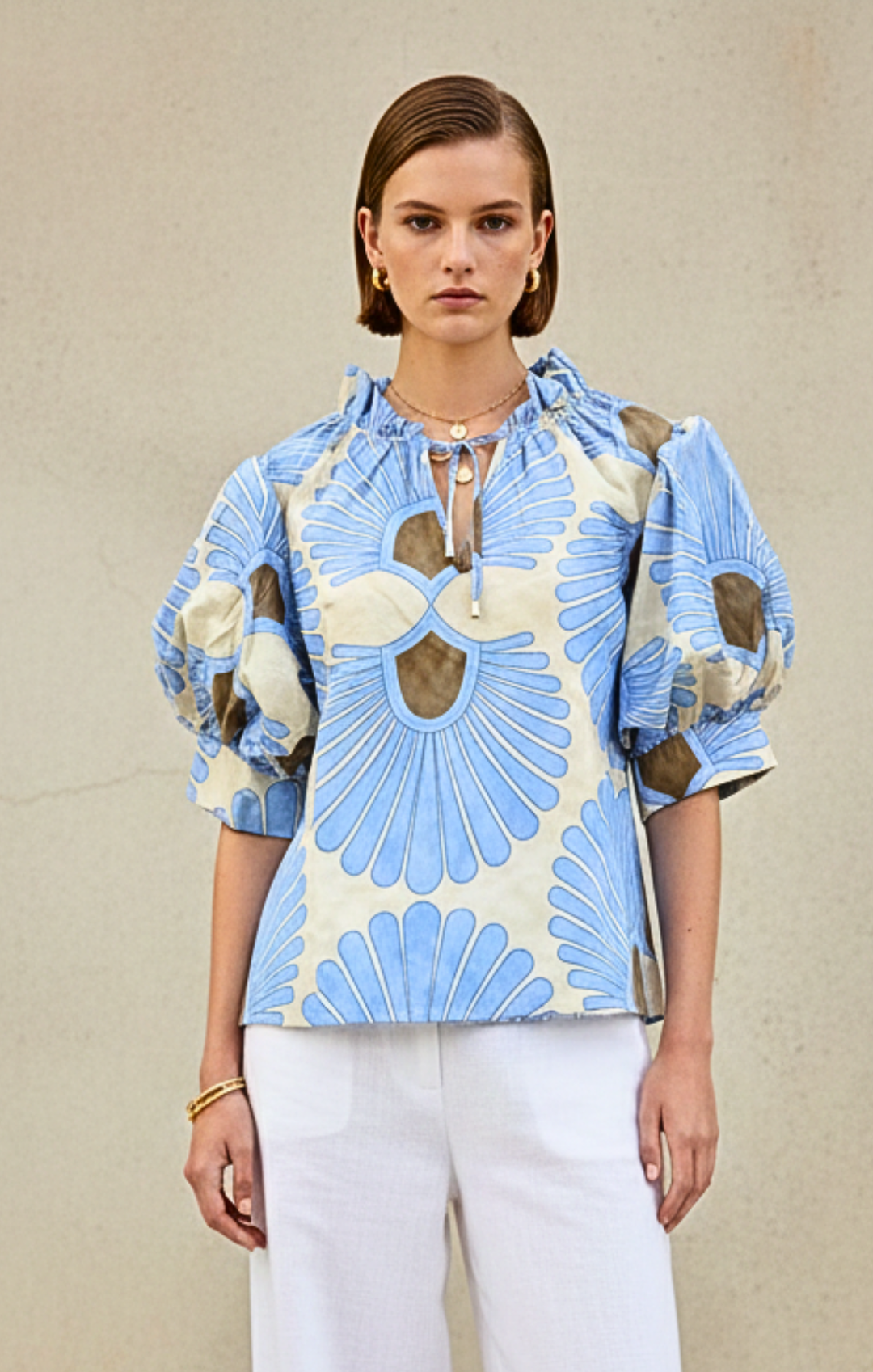 Elaine Bohemian Puff-Sleeve Blouse