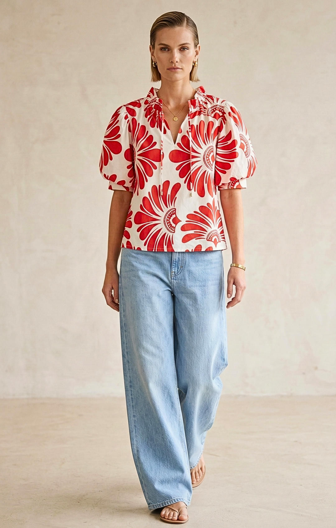 Elaine Bohemian Puff-Sleeve Blouse