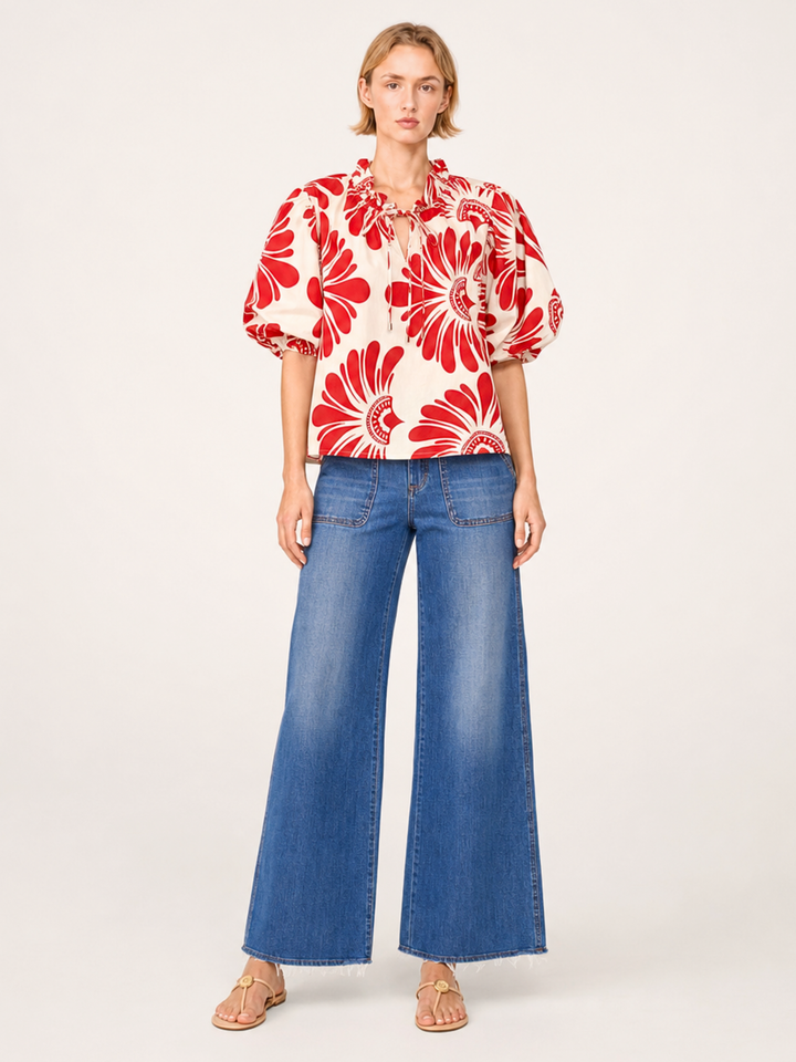 Elaine Bohemian Puff-Sleeve Blouse