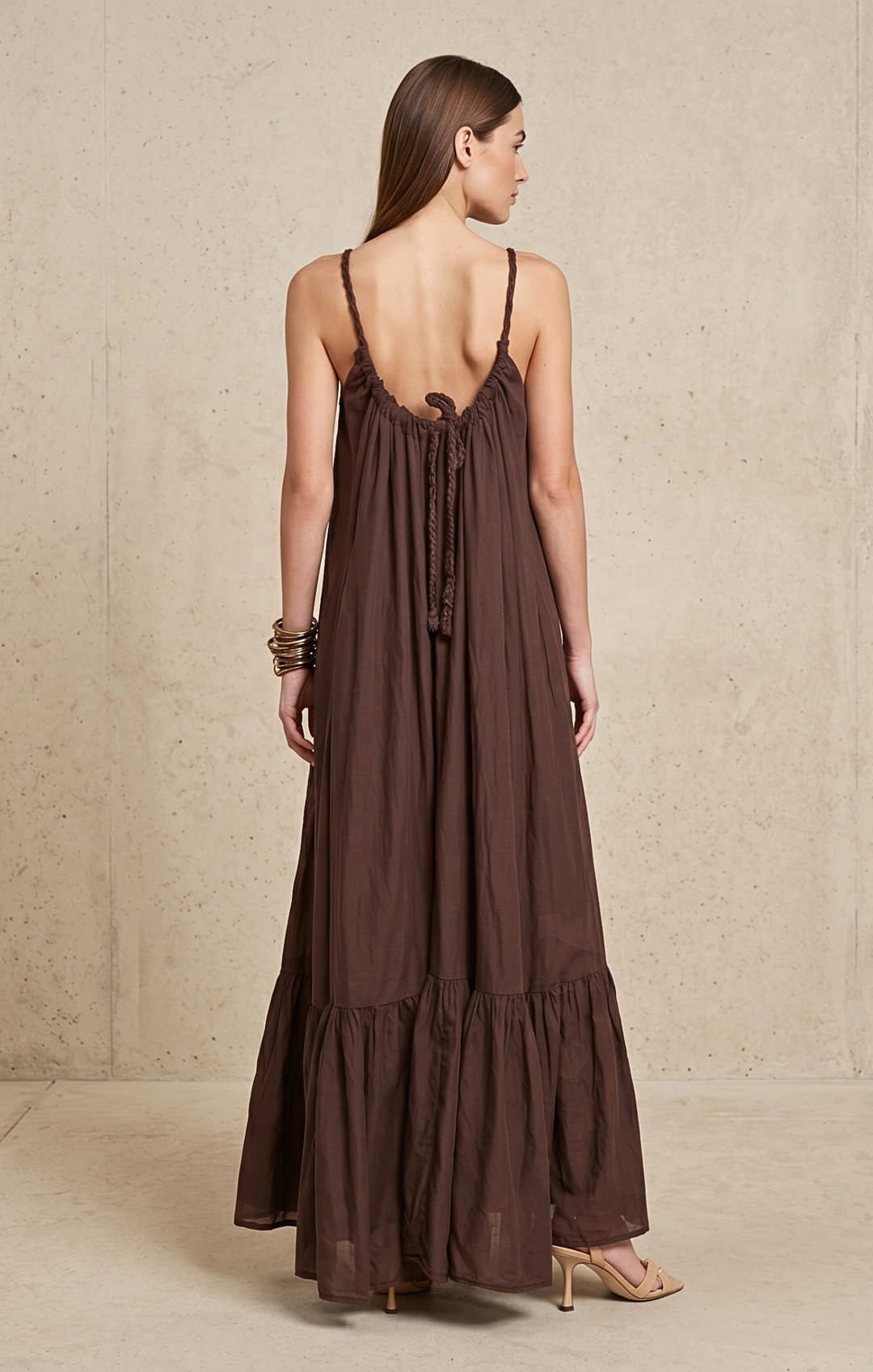 Elise Cotton Voile Maxi Dress Flowy Tiered Resort Sundress