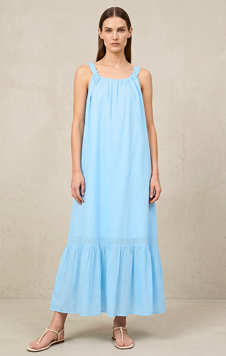 Elise Cotton Voile Maxi Dress Flowy Tiered Resort Sundress