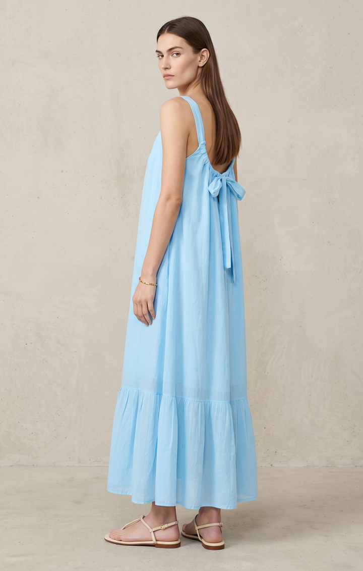 Elise Cotton Voile Maxi Dress Flowy Tiered Resort Sundress
