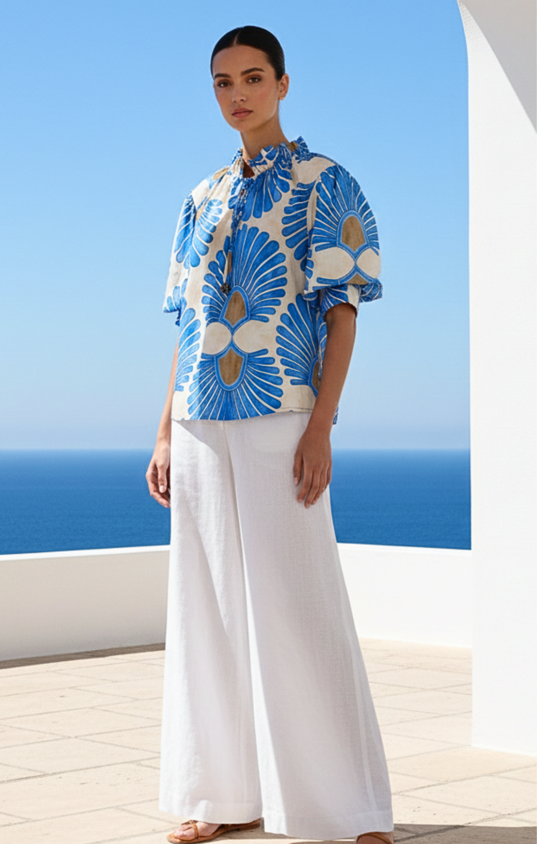 Elaine Bohemian Puff-Sleeve Blouse