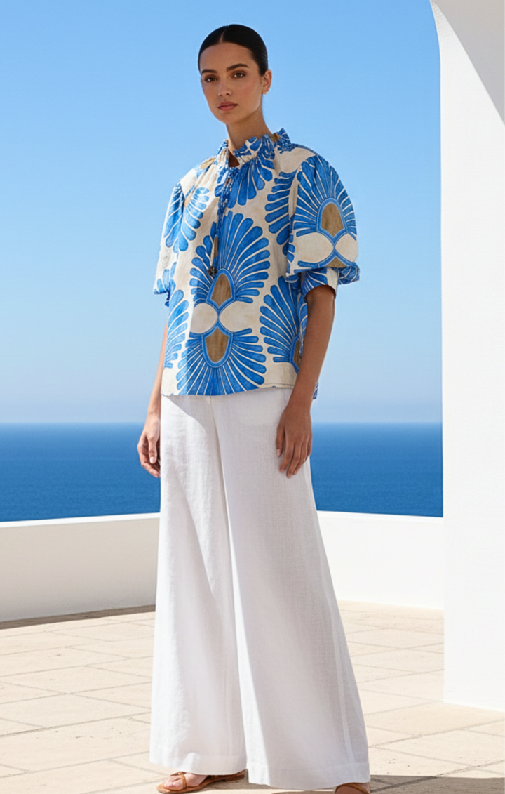 Elaine Bohemian Puff-Sleeve Blouse