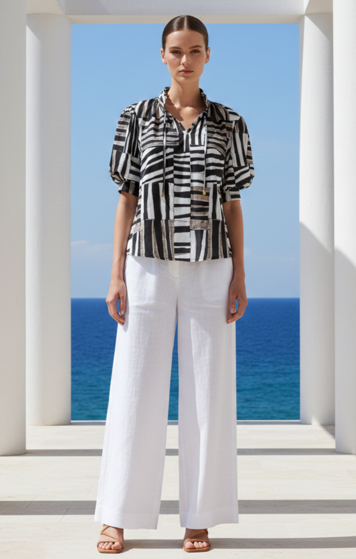 Elaine Bohemian Puff-Sleeve Blouse