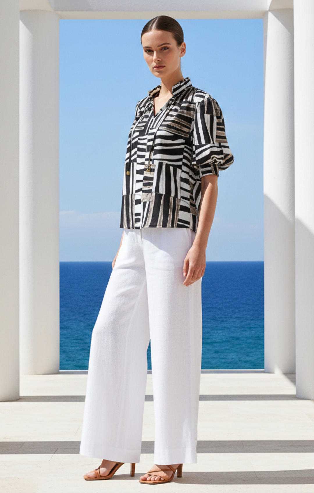 Elaine Bohemian Puff-Sleeve Blouse