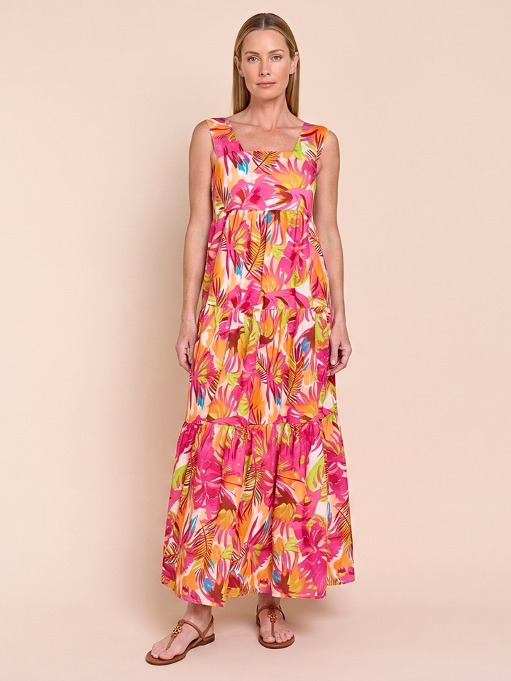 FAYZA TIERED SQUARE-NECK MAXI DRESS