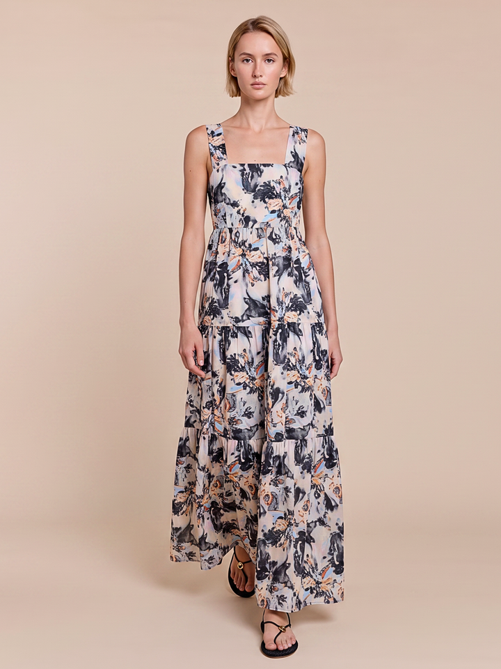 FAYZA TIERED SQUARE-NECK MAXI DRESS