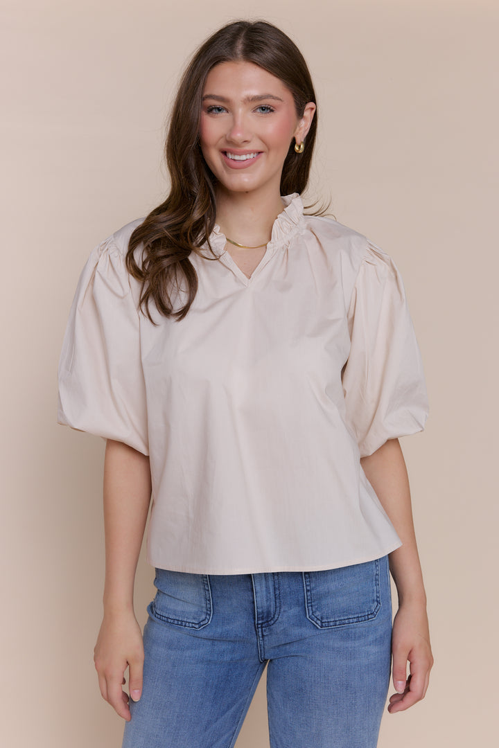 MARIANNA | Top | Cotton, FALL2024, Short Sleeve, SOLIDS, Tops | shop-sofia