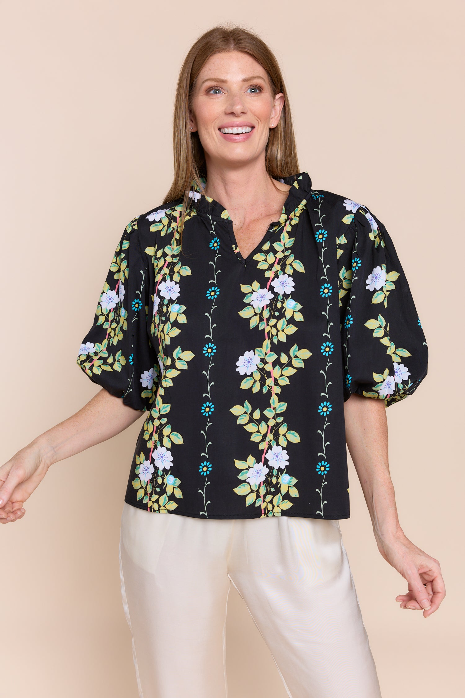 Marianna Chic Italian Cotton Statement Top - Puffed Sleeve – Shop