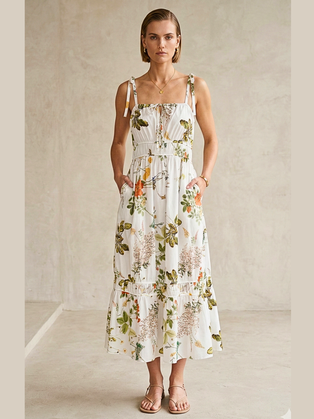 tie shoulder maxi dress Plus Size Green Stripe with Pockets Green/White / 2X this dress ensures a memorable entrance at proms Edie Tie-Shoulder Maxi Dress -