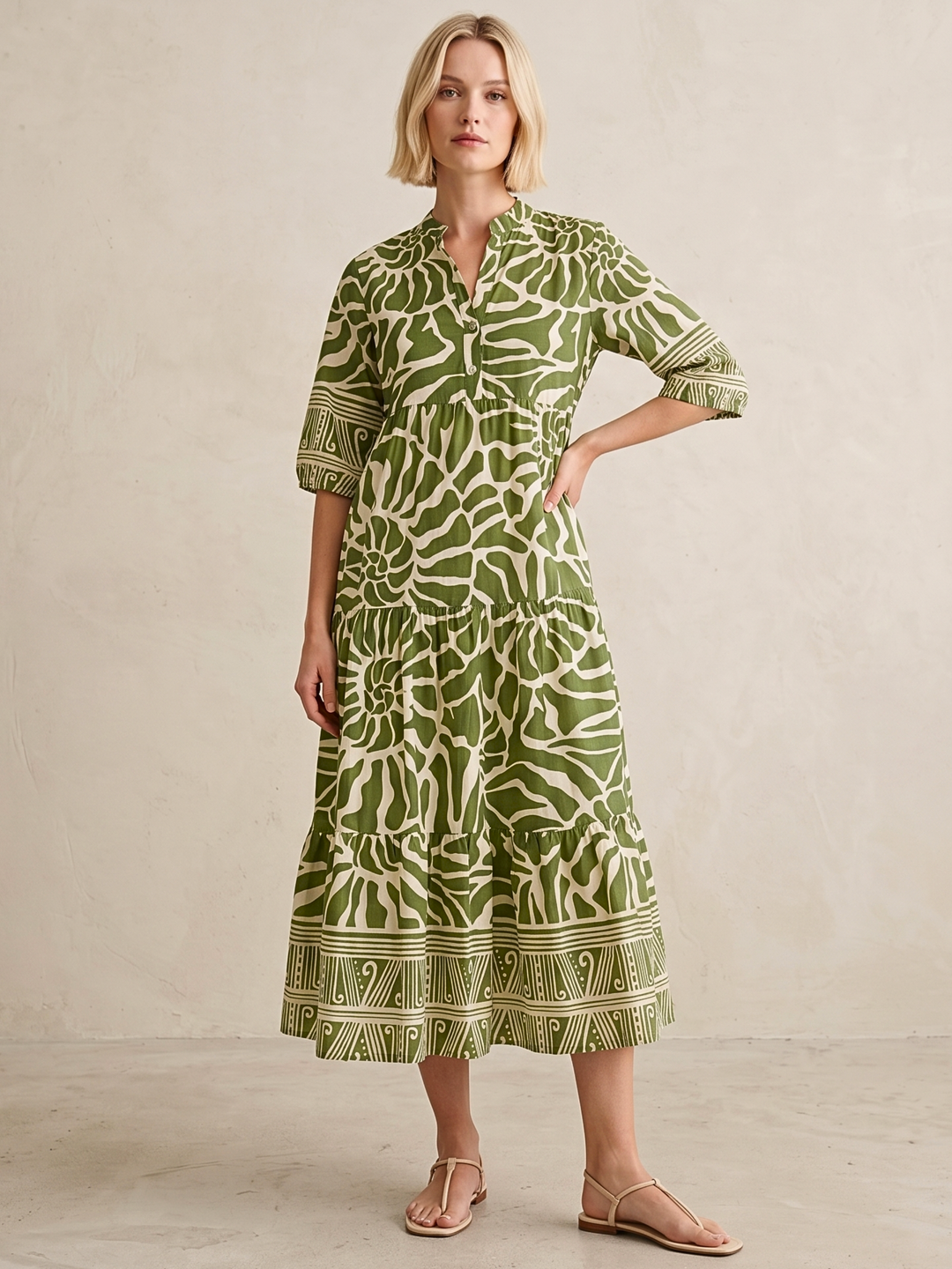 GEORGINA TIERED SMOCK MIDI DRESS