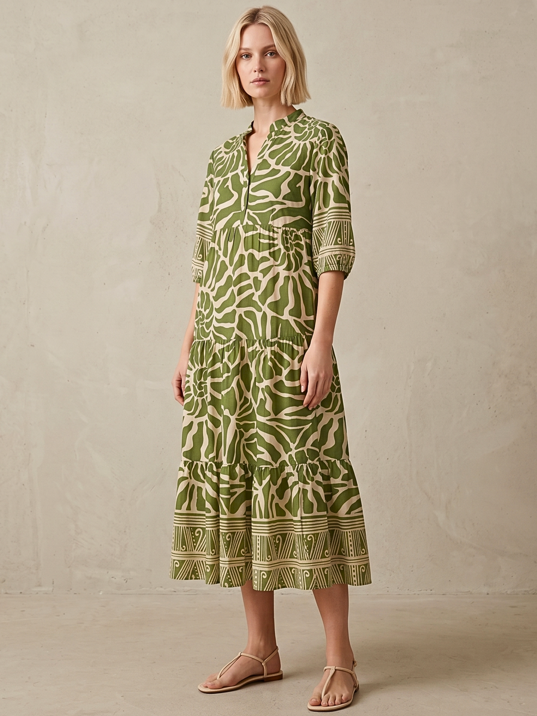 GEORGINA TIERED SMOCK MIDI DRESS