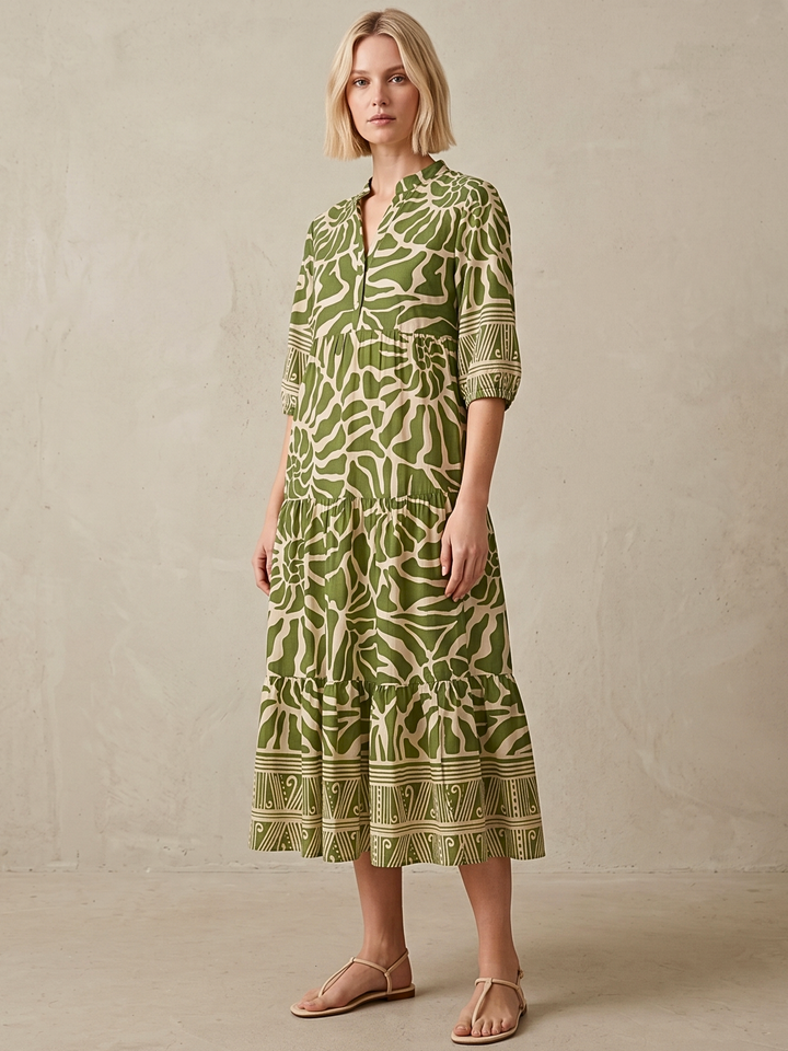 GEORGINA TIERED SMOCK MIDI DRESS